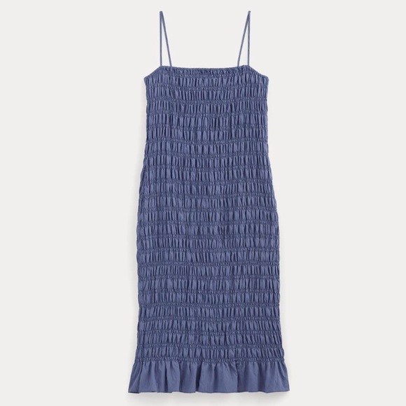 NWT Everlane Periwinkle Blue Smocked Midi Dress with Ruffle Hem - Picture 4 of 5